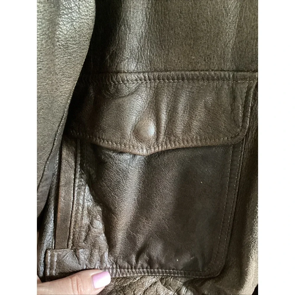 LL‎ Bean Vintage Leather Flight Jacket Brown A-2 Bomber Made in USA Size 42